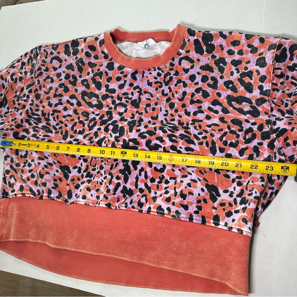 JoyLab purple, orange and black leopard print semi-cropped crewneck sweatshirt - Picture 3 of 7